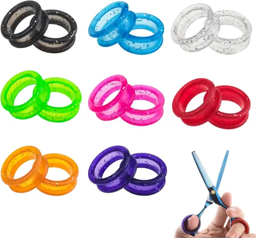 Tijeras de silicona suave, 16 unidades, anillos de dedo para aseo de perros, tijeras para el pulgar, protectores de dedos, accesorios de tijeras