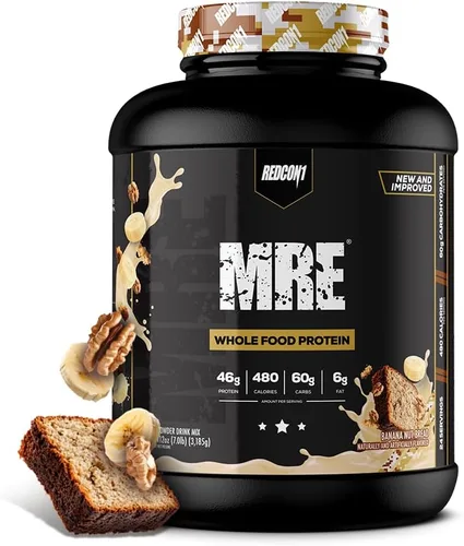 REDCON1 MRE Proteína en polvo, pan de nuez de plátano, mezcla de proteínas de reemplazo de comidas hecha con aceite MCT y alimentos integrales,