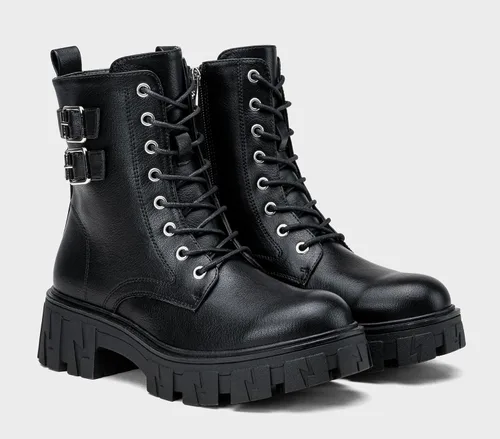 Miniatura 6 de Vepose Botas de combate para mujer, botines de plataforma con cordones y tacón grueso con cremallera