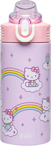 Miniatura 23 de Zak Designs Sage Kids - Botella de agua para la escuela, viajes o en casa, botella de agua de acero inoxidable de 14 onzas con pajilla, asa y tapa