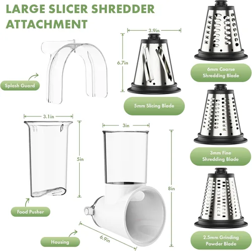 Miniatura 2 de Accesorio para rallador de queso KitchenAid, rallador de queso grande con conducto de alimentación de 3 pulgadas y barrera a prueba de salpicaduras