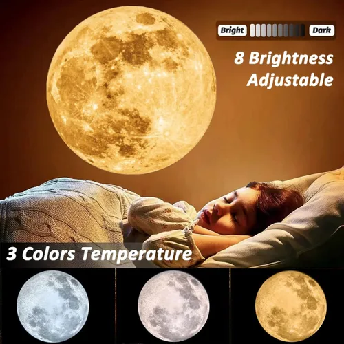 Miniatura 4 de Proyector de Luz Nocturna de Luna Sin Decoloración, Lámpara de Luna con Alimentación USB, Proyector de Luz Nocturna de Ambiente Romántico para Luna
