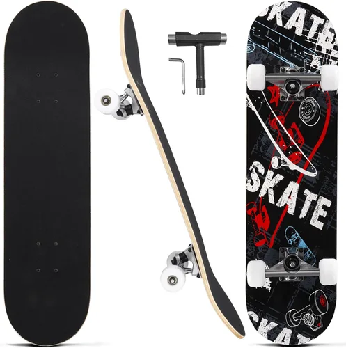 Miniatura 15 de Patinetas para principiantes, adultos, jóvenes, adolescentes, niños o niñas, de 31 x 8 pulgadas, patinetas completas de 7 capas de madera de arce