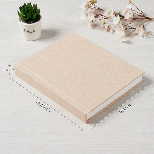 Miniatura 2 de Álbum de fotos Pssoss 8x10 con espacio para escribir, cubierta de lino, álbum de fotos de 8x10, libro que contiene 20 fotos, ideal para álbumes