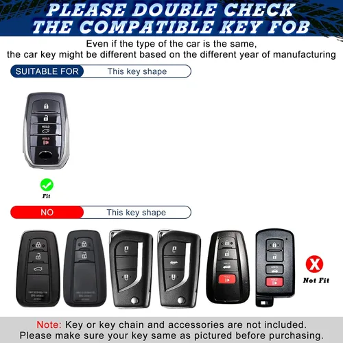 Miniatura 2 de x xotic tech Funda para llavero de ABS con patrón de fibra de carbono negra brillante, compatible con Toyota Land Cruiser, 4Runner Hignlander, Rav4