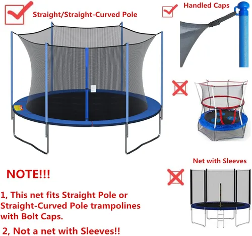 Miniatura 3 de Cliselda Trampoline Replacement Safety Net for 6 Straight Poles Round Frame Trampolines, Breathable and Weather-Resistant, with Adjustable Straps