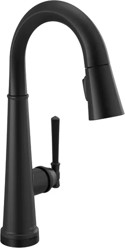 Miniatura 13 de Delta Faucet Emmeline - Grifo de barra negro mate con rociador extraíble, grifo de fregadero de barra negra de un solo agujero, grifos de barra