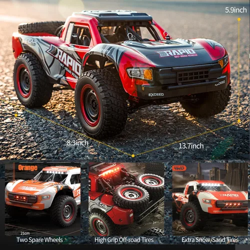Miniatura 7 de 1:14 RC Cars 70 KMH de alta velocidad sin escobillas, coche de control remoto para todo terreno, camión trofeo rápido para adultos y niños, 4WD