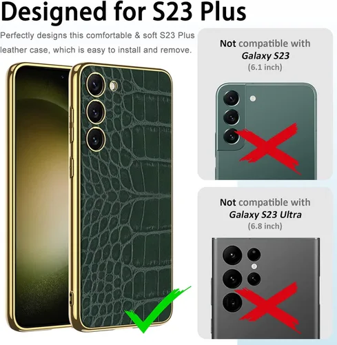 Miniatura 6 de Miimall Funda compatible con Samsung Galaxy S23 Plus, S23 Plus, funda de cuero suave galvanizada + funda protectora de cuero de lujo resistente