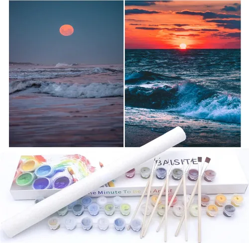 Miniatura 51 de BAISITE Kit de pintura por números para adultos principiantes, 12 pulgadas de ancho x 16 pulgadas de largo, paquete de 2 lienzos para kits