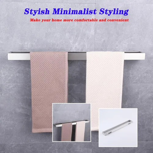 Miniatura 4 de GERZWY Toallero de baño de 30 pulgadas Barra de toalla de baño de acero inoxidable Estilo moderno Montaje en pared Acabado cepillado HG17702-LS