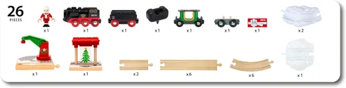 Miniatura 9 de BRIO World - Tren de Vapor Navideño - Tren Operado a Batería - Motor de Vapor Motorizado de 27 Piezas para Pista de Madera con Luces y Vapor Apto