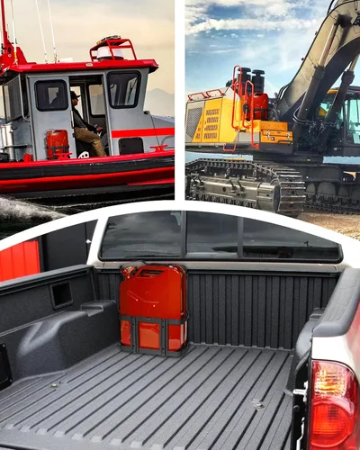 Miniatura 6 de Paquete de 2 soportes de montaje actualizados para bidón Jerry, 5 galones (20 litros) Negro Soportes dobles bloqueables para bidón de gasolina