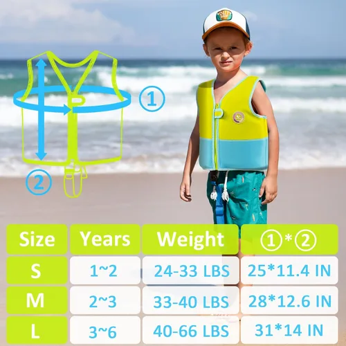 Miniatura 3 de Pottwal Chaleco de natación para niños - Chaqueta de natación - Hecho de neopreno y EPE - con correa ajustable en la entrepierna Verde