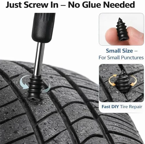 Miniatura 5 de Kit de clavos de goma para reparación de neumáticos con 2 tamaños, tapones de reparación de neumáticos para automóvil, motocicleta, camión
