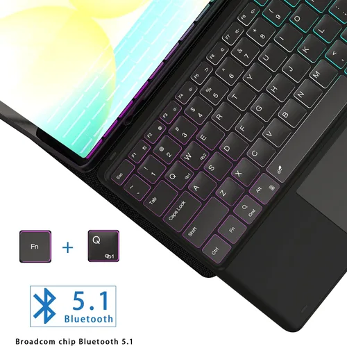 Miniatura 6 de Funda de teclado para Samsung Galaxy Tab S10 FE+ Plus de 13.1 pulgadas 2025: modo DEX con un solo clic, retroiluminación arcoíris, trackpad