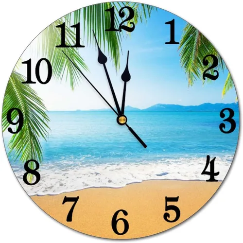 Miniatura 16 de Reloj de pared de playa de mar, funciona con pilas, reloj redondo silencioso sin tictac, decoración de pared para el hogar, oficina, escuela, 9.8