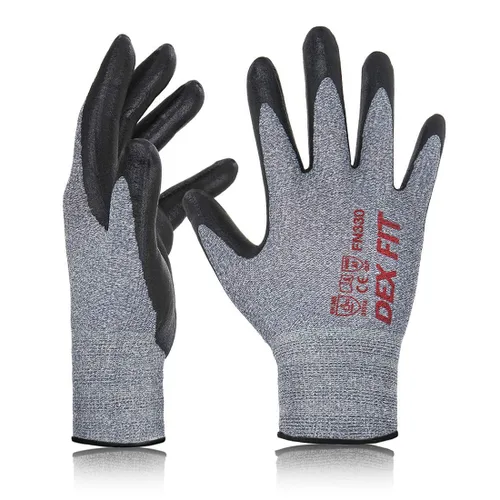 Miniatura 34 de DEX FIT Guantes de trabajo de nitrilo FN330, 1 par, ajuste elástico cómodo 3D, agarre firme, delgados y ligeros, compatibles con pantalla táctil