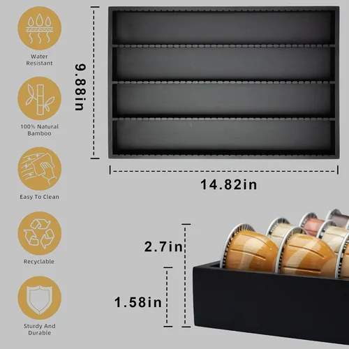 Miniatura 3 de MinBoo Soporte de Almacenamiento de Cápsulas de Café de Bambú con Cajón Insertable para Mostrador Compatible con Cápsulas Vertuoline para Cocina