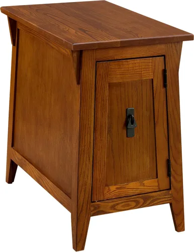 Miniatura 8 de Leick Home Laurent 10537 - Mesa auxiliar con lámpara, madera maciza, con cajón y estante, cereza chocolate
