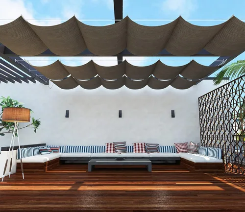 Miniatura 6 de TANG Cubierta de Sombra para Pérgola de 7' x 12', Toldo Retráctil, Toldos de Sombra Solar para Pérgolas de Patio Exterior, Kit para Terraza Patio