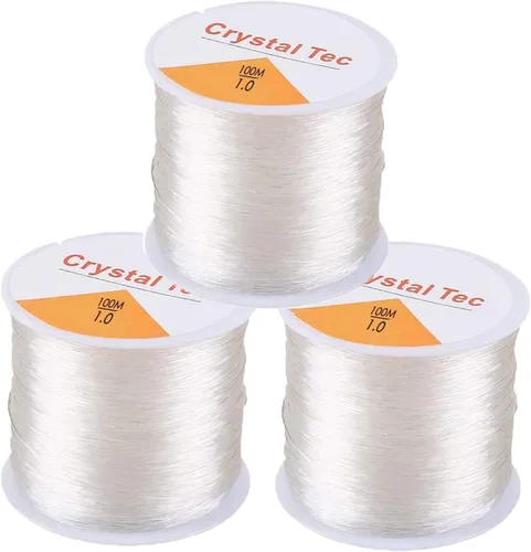 Hilo elástico de 0.039 pulgadas para pulseras, 3 rollos de cordón elástico, cuerda elástica de cuentas de cristal para pulseras, cuentas y