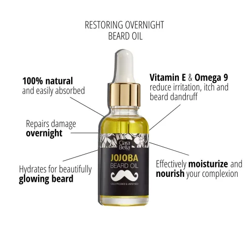 Miniatura 2 de Aceite para barba de jojoba: sin perfume, puro y orgánico para hombres, detiene la picazón y la caspa, suaviza el cabello grueso y el bigote, 1 fl