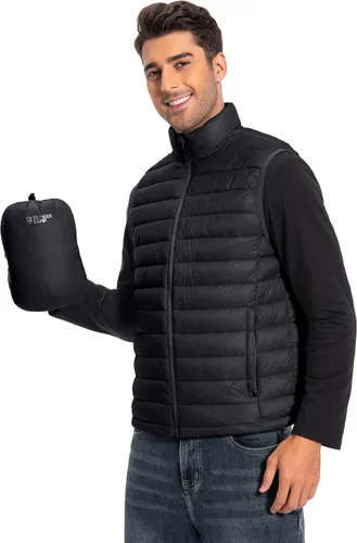 Miniatura 8 de Pioneer Camp Chaleco acolchado ligero para hombre, plegable, repelente al agua, cálido, acolchado, sin mangas, para el trabajo, casual, viajes