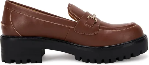 Miniatura 3 de VETASTE Mocasines clásicos de tacón grueso con plataforma y suela de lengüeta para mujer, con puntera redonda, zapatos Oxford con cadena de metal