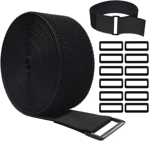 Miniatura 9 de Correas de cable ajustables de 16 pies con hebillas, longitud de corte libre, bridas de cable de sujeción reutilizables blancas, correa de seguridad