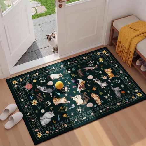 Miniatura 25 de Unirea Alfombra pequeña lavable beige de 2 x 3 para puerta de entrada interior, antideslizante, alfombra de entrada de animales suave para cocina