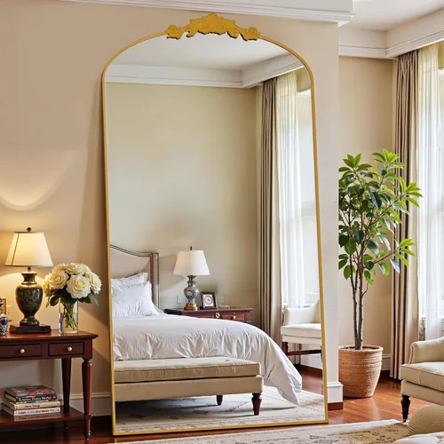 Miniatura 32 de Antok Espejo arqueado de longitud completa, espejo de piso de 71 x 28 pulgadas con tallado, espejos de cuerpo completo para decoración del hogar