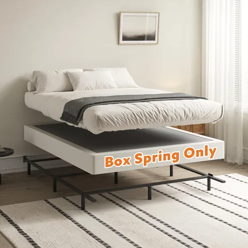 Miniatura 4 de Somier de 7 pulgadas para bases de cama matrimoniales, base de colchón de metal resistente con cubierta de tela, solo somier completo de perfil