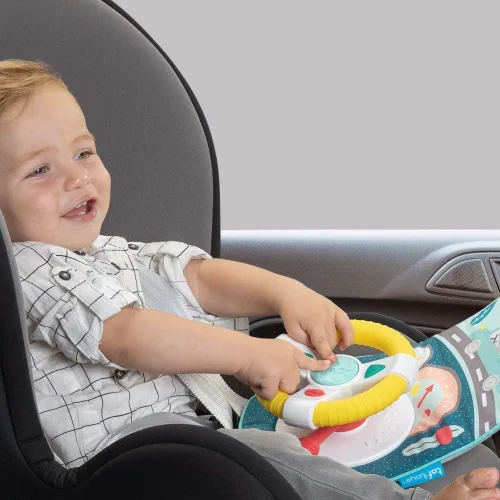 Miniatura 2 de Juguetes de asiento de automóvil para bebés con espejo, juguetes de asiento de automóvil, volante con luces musicales y sonidos de conducción
