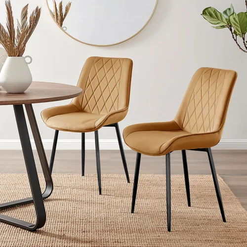 Miniatura 19 de Furniturebox - Juego de 2 sillas de comedor Pesaro, terciopelo crema, plateado, patas de metal cromado, modernas, contemporáneas, de lujo, sillas