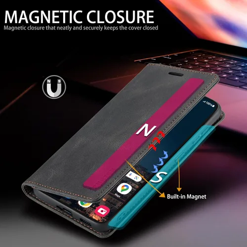 Miniatura 4 de Funda tipo cartera para Samsung Galaxy S22 5G con tarjetero y función atril, bloqueo magnético RFID, funda de piel con tapa para Galaxy S22 5G