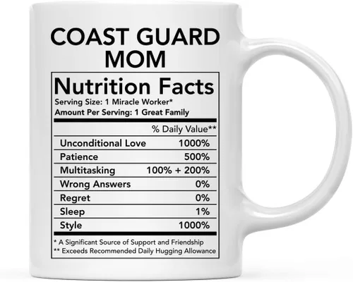 Miniatura 38 de Andaz Press Divertida taza de té de café de cerámica de 11 onzas, regalo de agradecimiento, datos nutricionales del ejército, paquete de 1, ideas