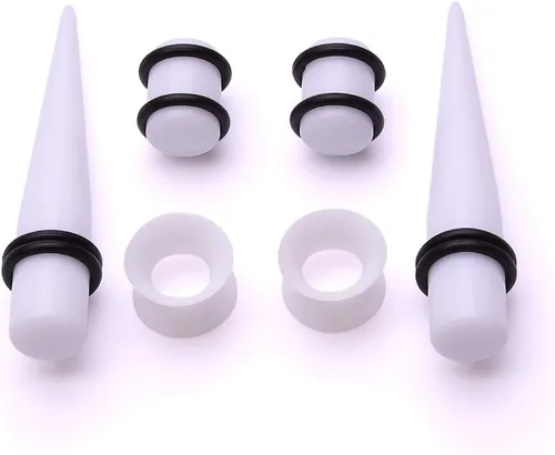 Miniatura 4 de Paquete de 50 unidades para estiramiento de oreja (14G-00G),túneles de silicona, conos y tapones acrílicos, set para expandir las perforaciones