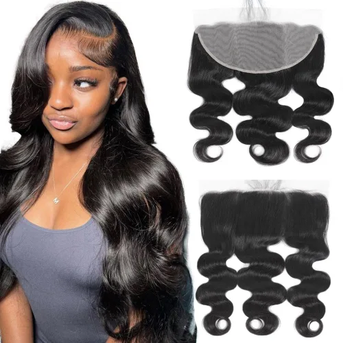Miniatura 10 de CHEEON Frontal de encaje HD de 13 x 4 de 12 pulgadas, cabello humano brasileño ondulado con cierre frontal de encaje, 100% cabello humano virgen sin