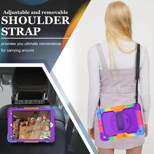 Miniatura 7 de SIBEITU Funda compatible con iPad de 9ª/8ª/7ª generación con protector de pantalla para bolígrafo, funda para iPad de 10.2 pulgadas, funda