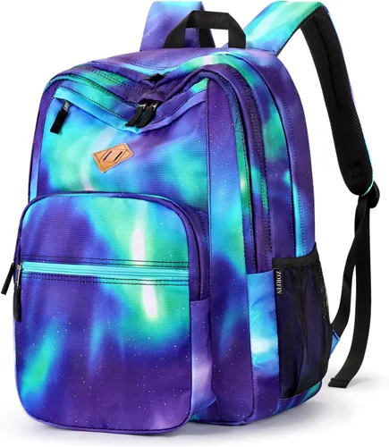 Miniatura 39 de ZORFIN - Mochila de 26 litros para la escuela, universidad y viajes, impermeable, con 8 compartimentos, Verde militar, Moderno