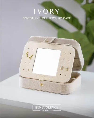 Miniatura 2 de Benevolence LA - Joyero de viaje Almacenamiento y organizador de joyas Joyero para mujer Organizador de anillos collares y aretes con espejo