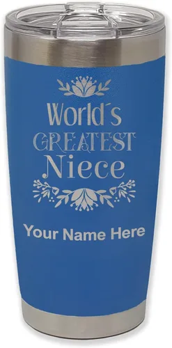 Miniatura 28 de LaserGram Vaso aislado al vacío de 20 onzas, con grabado personalizado incluido (negro)