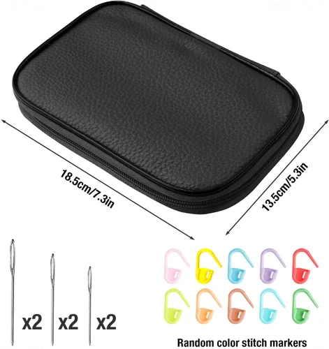 Miniatura 5 de Tomorotec Art - Juego de ganchos de ganchillo metálicos multicolores, agujas de tejer de aluminio para manualidades de hilo con bolsa