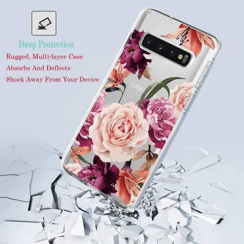 Miniatura 8 de Funda para Galaxy S10, delgada, a prueba de golpes, transparente, suave, flexible, TPU floral, funda protectora para Samsung Galaxy S 10 (2019)