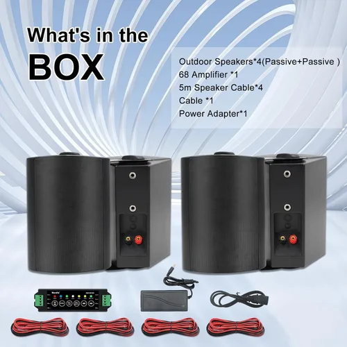 Miniatura 4 de Herdio Altavoces Bluetooth para exteriores de 5.25 pulgadas, 600 W, impermeables, con cable, montaje en pared, sistema de altavoces resistentes a