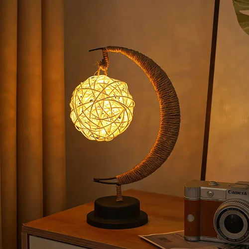 Miniatura 9 de Lámpara lunar encantada, lámpara LED colgante de luna, luz nocturna conmemorativa, adorno de Navidad para el hogar (manzana morada)