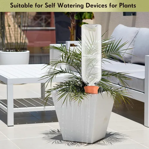 Miniatura 6 de Dandat 8 Piezas 34oz Dispositivos de Riego de Plantas Incluyen Picos de Riego Automático de Terracota con Botellas de Plástico de Liberación Lenta
