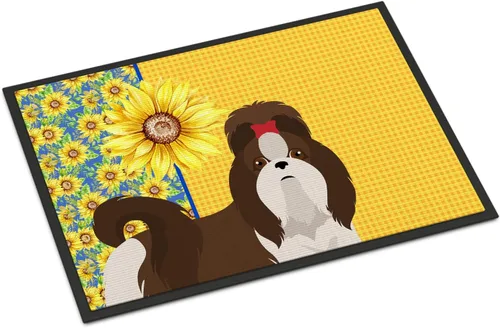Miniatura 189 de Caroline's Treasures WDK5313MAT Airedale Terrier - Tapete para puerta delantera de 18 x 27 pulgadas, diseño de girasoles de verano, para entrada