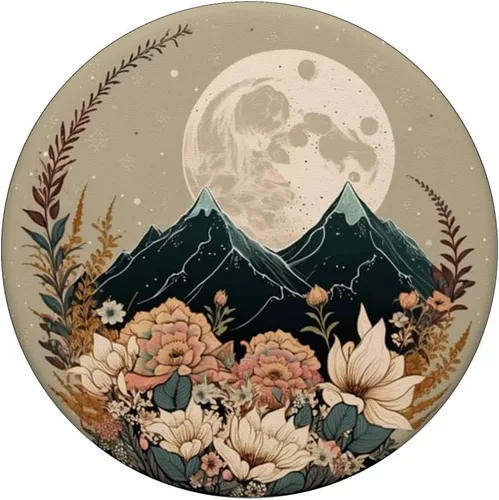 Miniatura 3 de Boho Mountain Moon Phases Floral Aesthetic Chic PopSockets intercambiables PopGrip
